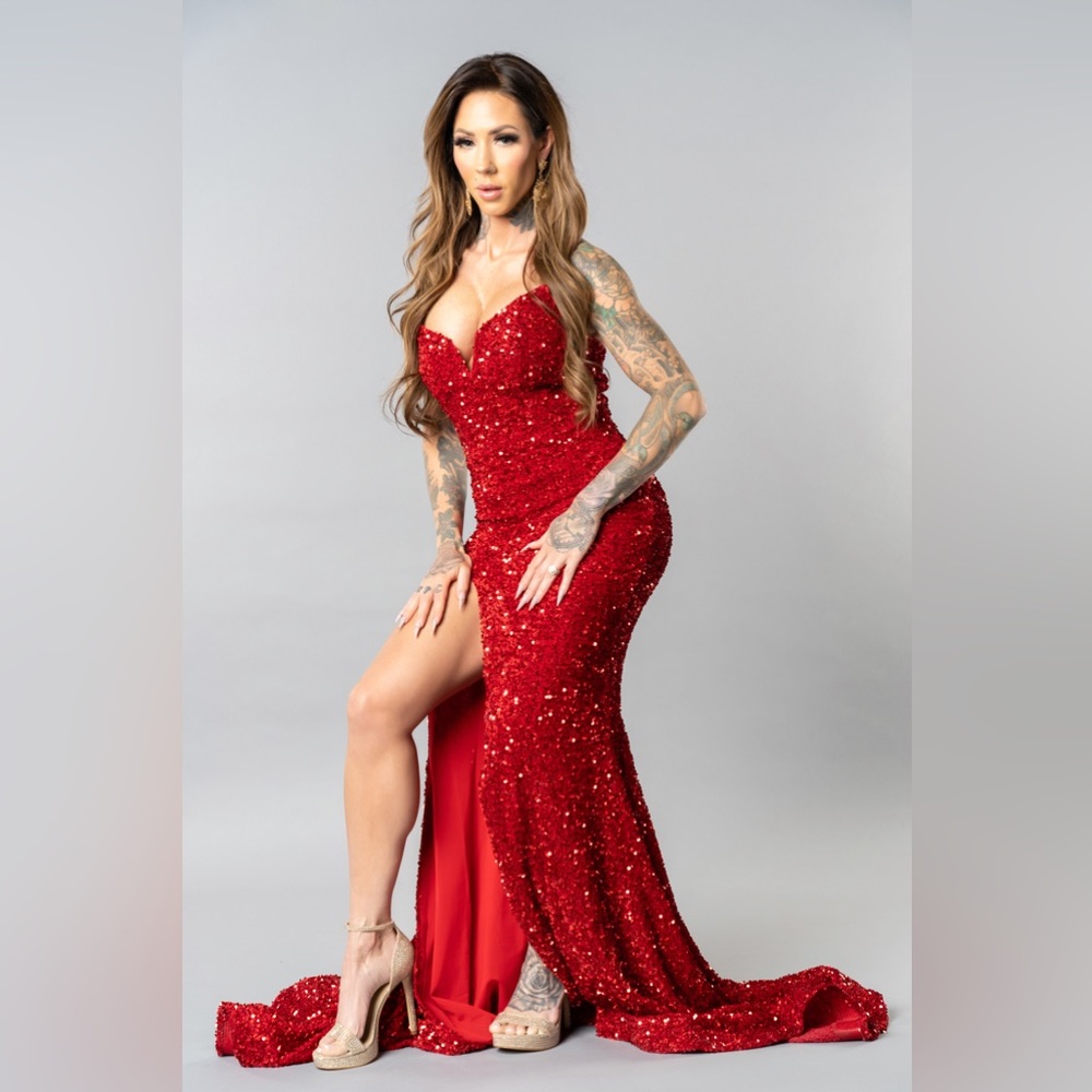 Red prom dress from Portia snd Scarlett